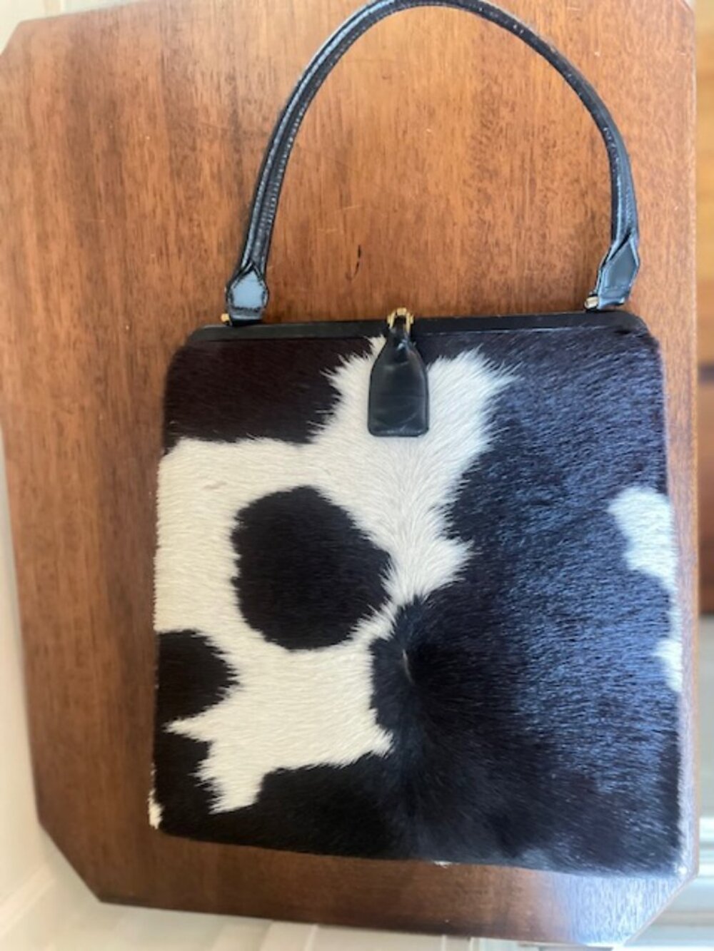 Vintage 1960s Black & White "Ponyhide" Purse